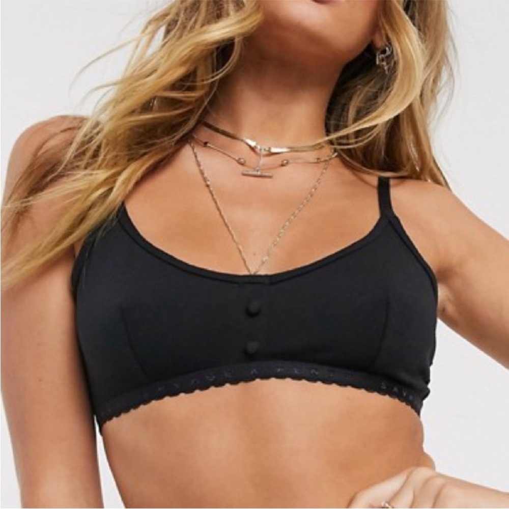 Savage X Fenty Black Cotton Jersey Bralette Size Large